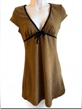 Cider Olive Green Dress with Black bow detail